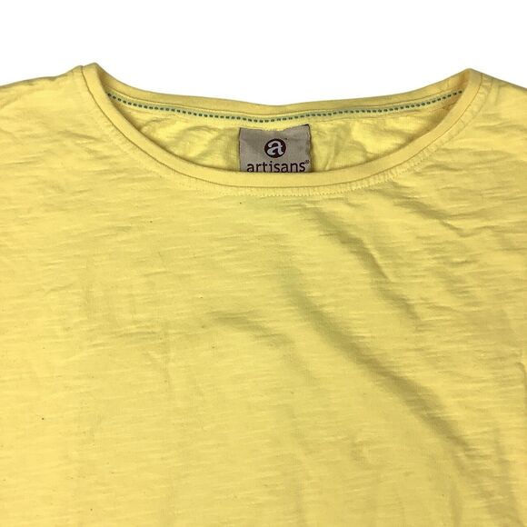 Artisans The Art of Apparel 3/4 Sleeve Top Women's L Cape May Ruched Side Yellow - Picture 2 of 14
